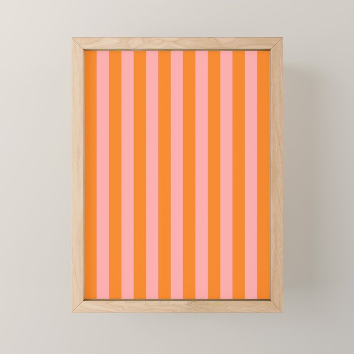 Bold Vertical Stripes Pattern (pink/orange) Mini Art Print Gallery Image 1