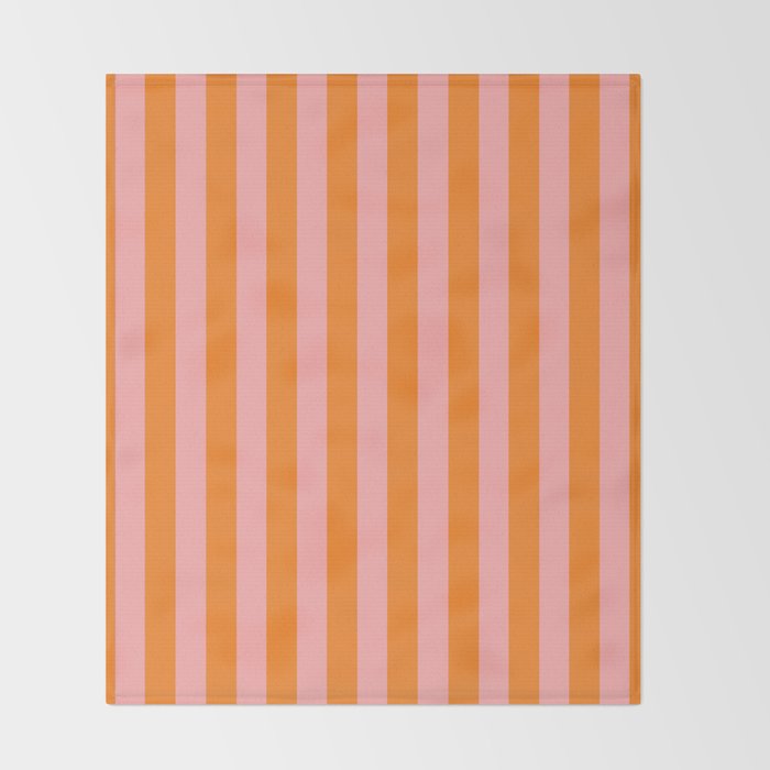 Bold Vertical Stripes Pattern (pink/orange) Throw Blanket Gallery Image 2