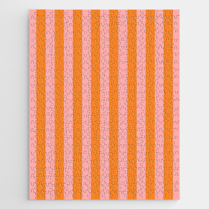 Bold Vertical Stripes Pattern (pink/orange) Jigsaw Puzzle Gallery Image 1
