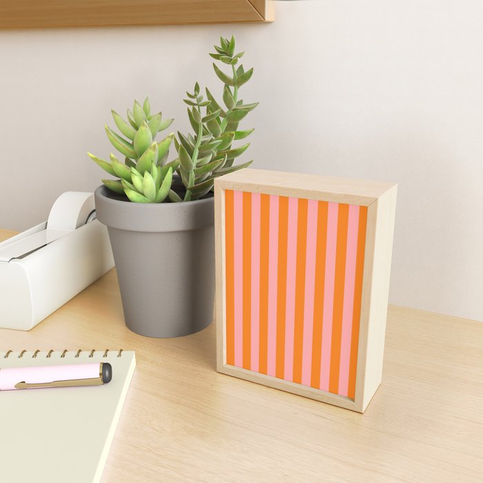 Bold Vertical Stripes Pattern (pink/orange) Mini Art Print Gallery Image 2