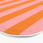 Bold Vertical Stripes Pattern (pink/orange) Bath Mat Gallery Image 3