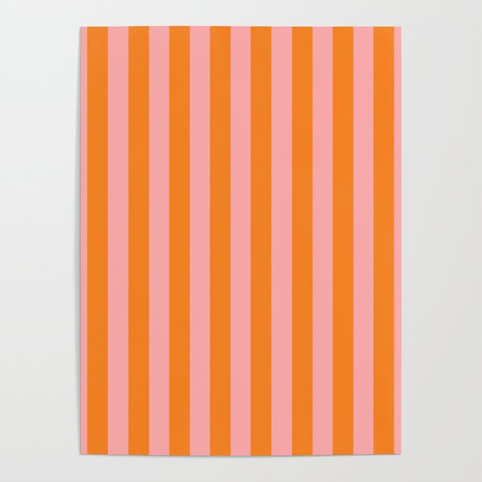 Bold Vertical Stripes Pattern (pink/orange) Poster Gallery Image 1