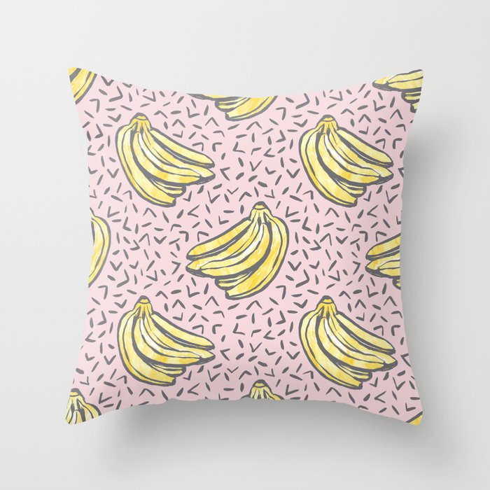 Go Bananas! (pink) Throw Pillow Gallery Image 1