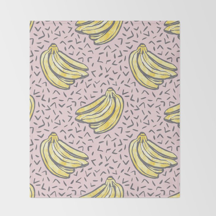 Go Bananas! (pink) Throw Blanket Gallery Image 2