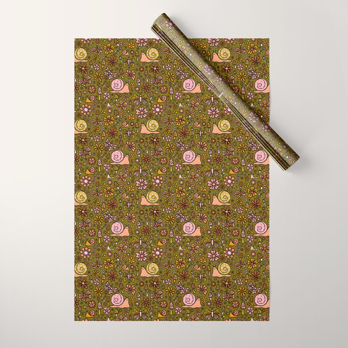 Spring Snail Print Wrapping Paper Gallery Image 1