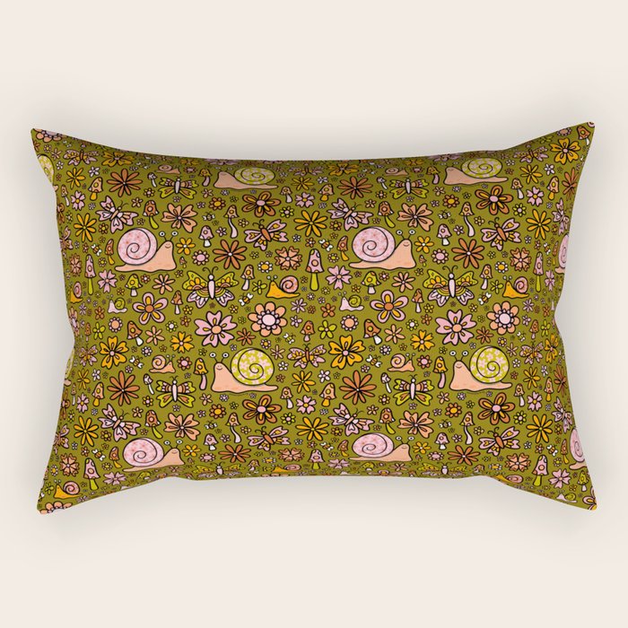 Spring Snail Print Rectangular Pillow Gallery Image 1