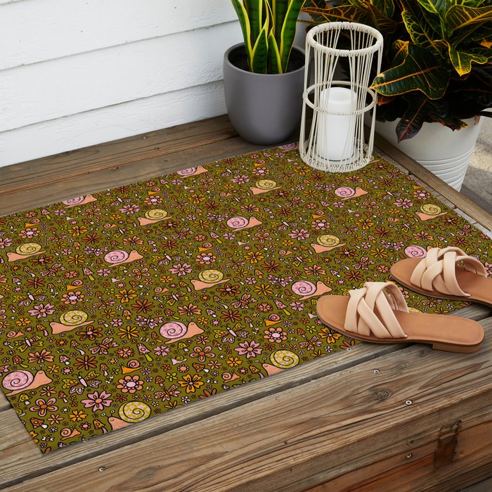 Spring Snail Print Outdoor Rug Gallery Image 2