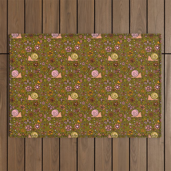 Spring Snail Print Outdoor Rug