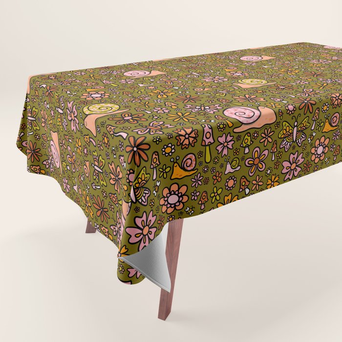 Spring Snail Print Tablecloth Gallery Image 1