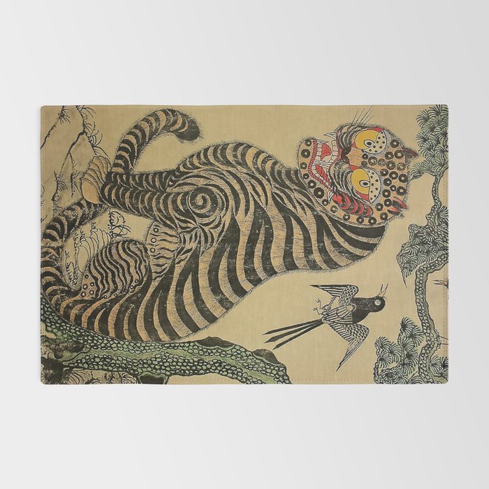 Striped Vintage Minhwa Tiger and Magpie Rug Gallery Image 2
