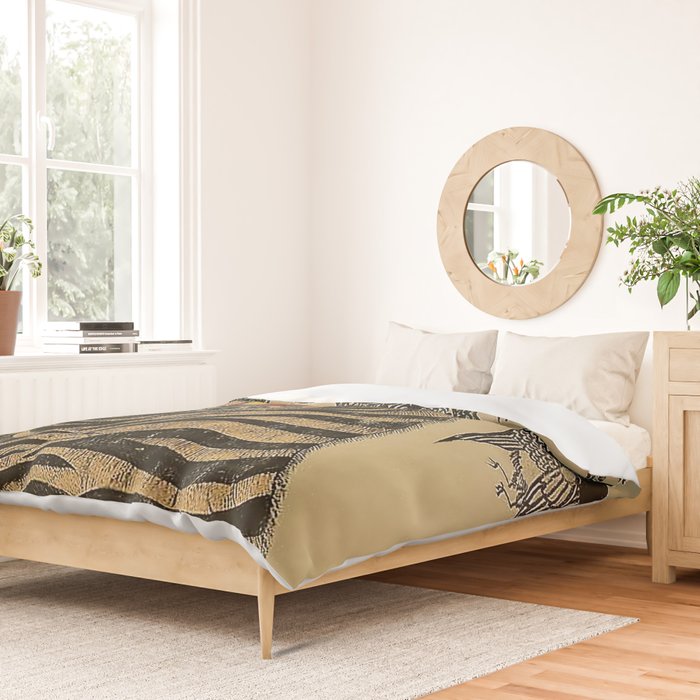 Striped Vintage Minhwa Tiger and Magpie Duvet Cover Gallery Image 2