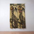 Striped Vintage Minhwa Tiger and Magpie Window Curtain Gallery Image 3