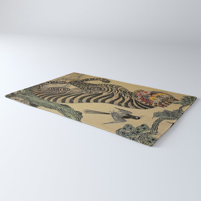 Striped Vintage Minhwa Tiger and Magpie Rug Gallery Image 3