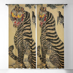 Striped Vintage Minhwa Tiger and Magpie Window Curtain Gallery Image 5