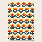 Retro 70s Floral Pattern in Mid-Century Red, Marigold, and Navy  Cutting Board Gallery Image 1