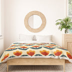Retro 70s Floral Pattern in Mid-Century Red, Marigold, and Navy  Duvet Cover Gallery Image 3