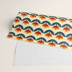 Retro 70s Floral Pattern in Mid-Century Red, Marigold, and Navy  Wrapping Paper Gallery Image 2
