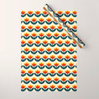 Retro 70s Floral Pattern in Mid-Century Red, Marigold, and Navy  Wrapping Paper Gallery Image 1