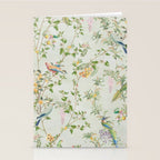 Floral Garden Climbing Vines and Chinoiserie Birds on mint Stationery Card Gallery Image 2