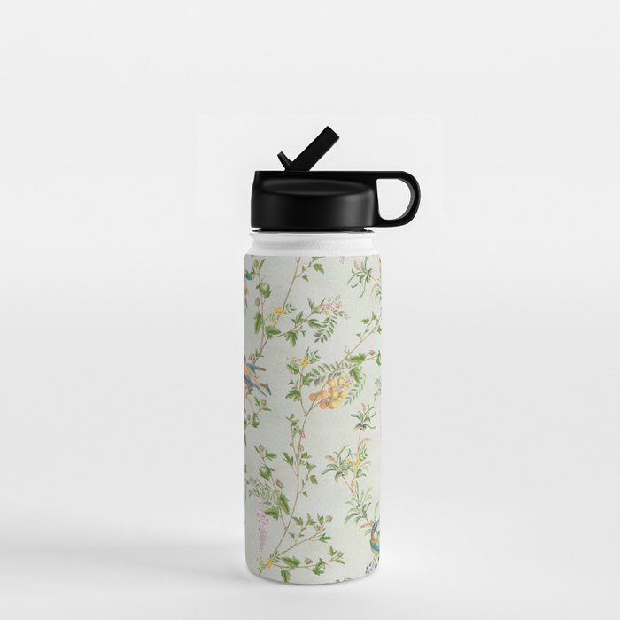 Floral Garden Climbing Vines and Chinoiserie Birds on mint Water Bottle Gallery Image 1
