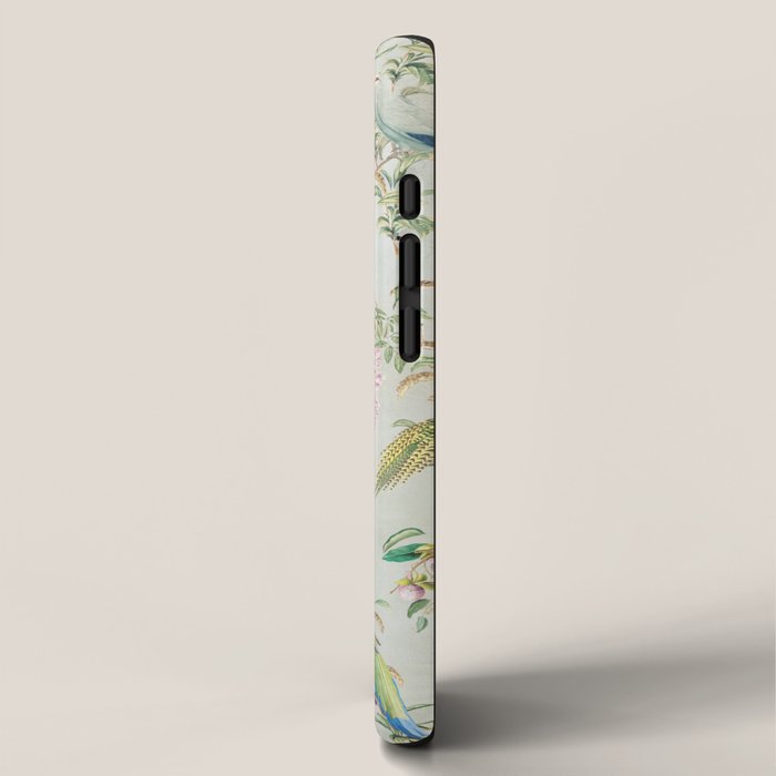 Floral Garden Climbing Vines and Chinoiserie Birds on mint iPhone Case Gallery Image 2
