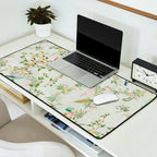 Floral Garden Climbing Vines and Chinoiserie Birds on mint Desk Mat Gallery Image 2