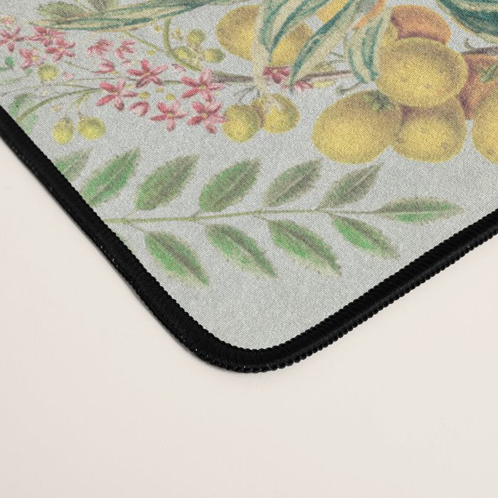Floral Garden Climbing Vines and Chinoiserie Birds on mint Desk Mat Gallery Image 4