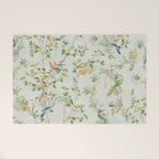 Floral Garden Climbing Vines and Chinoiserie Birds on mint Welcome Mat Gallery Image 1