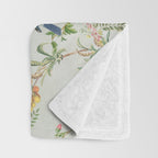 Floral Garden Climbing Vines and Chinoiserie Birds on mint Throw Blanket Gallery Image 3