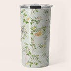 Floral Garden Climbing Vines and Chinoiserie Birds on mint Travel Mug Gallery Image 1