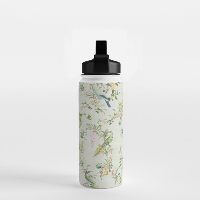 Floral Garden Climbing Vines and Chinoiserie Birds on mint Water Bottle Gallery Image 2