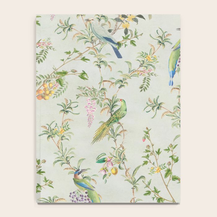 Floral Garden Climbing Vines and Chinoiserie Birds on mint Notebook Gallery Image 4