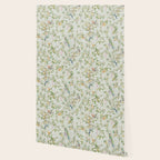 Floral Garden Climbing Vines and Chinoiserie Birds on mint Wallpaper Gallery Image 2
