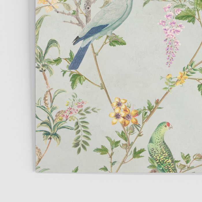 Floral Garden Climbing Vines and Chinoiserie Birds on mint Poster Gallery Image 3