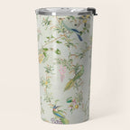 Floral Garden Climbing Vines and Chinoiserie Birds on mint Travel Mug Gallery Image 2