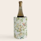 Floral Garden Climbing Vines and Chinoiserie Birds on mint Wine Chiller Gallery Image 2