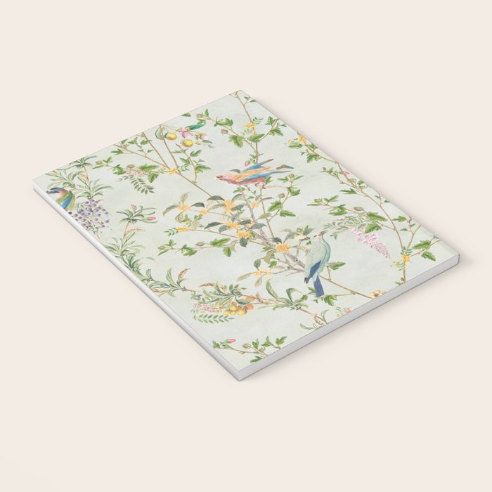 Floral Garden Climbing Vines and Chinoiserie Birds on mint Notebook Gallery Image 3