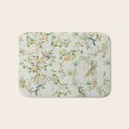 Floral Garden Climbing Vines and Chinoiserie Birds on mint Bath Mat Gallery Image 1