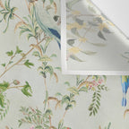 Floral Garden Climbing Vines and Chinoiserie Birds on mint Wall Tapestry Gallery Image 3