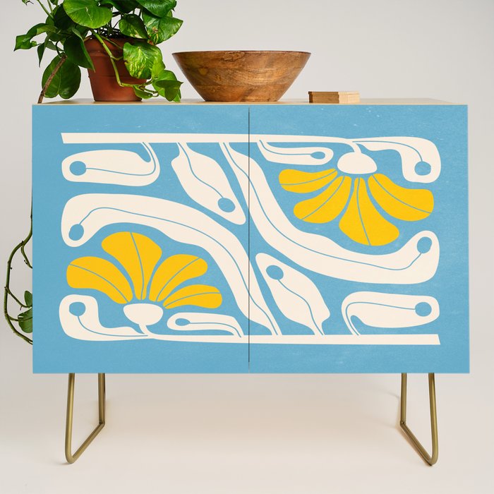 Iceberg & Golden Poppy: Les Fleurs | Flower Market Color Series 03 Credenza Gallery Image 1