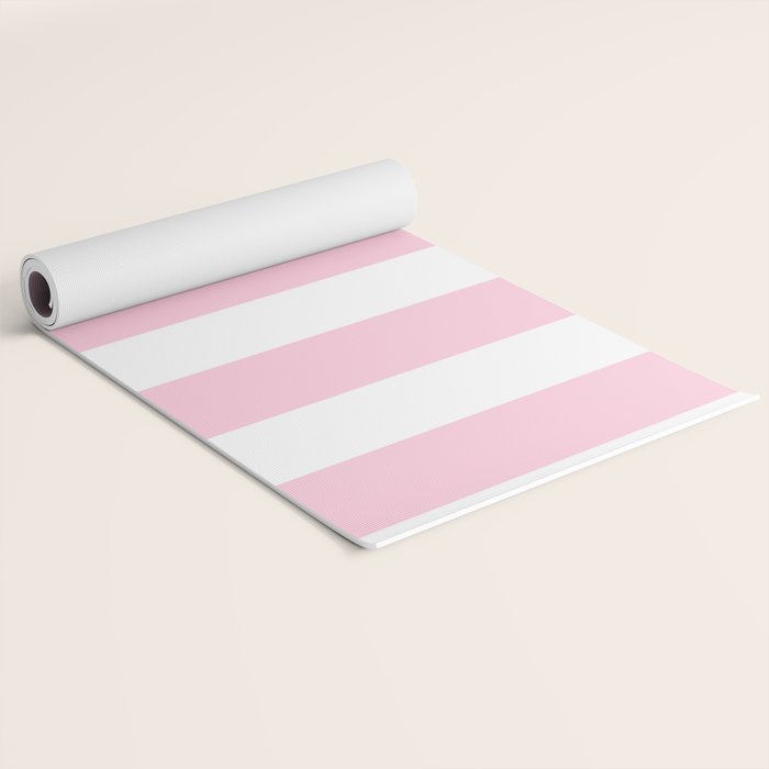 Pink & White Vertical Stripes Yoga Mat Gallery Image 2