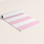 Pink & White Vertical Stripes Yoga Mat Gallery Image 2