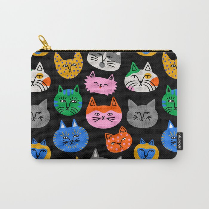 Funny colorful cat cartoon pattern Carry All Pouch Gallery Image 1