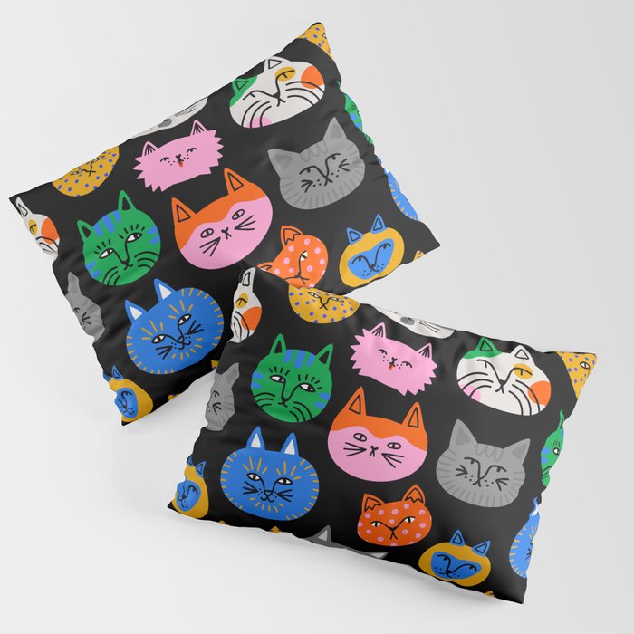 Funny colorful cat cartoon pattern Pillow Sham Gallery Image 3