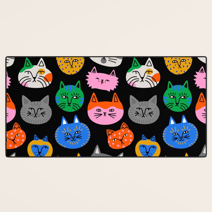Funny colorful cat cartoon pattern Desk Mat Gallery Image 3