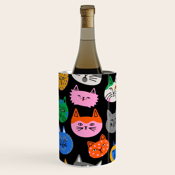 Funny colorful cat cartoon pattern Wine Chiller Gallery Image 1