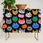 Funny colorful cat cartoon pattern Credenza Gallery Image 1