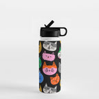 Funny colorful cat cartoon pattern Water Bottle Gallery Image 1