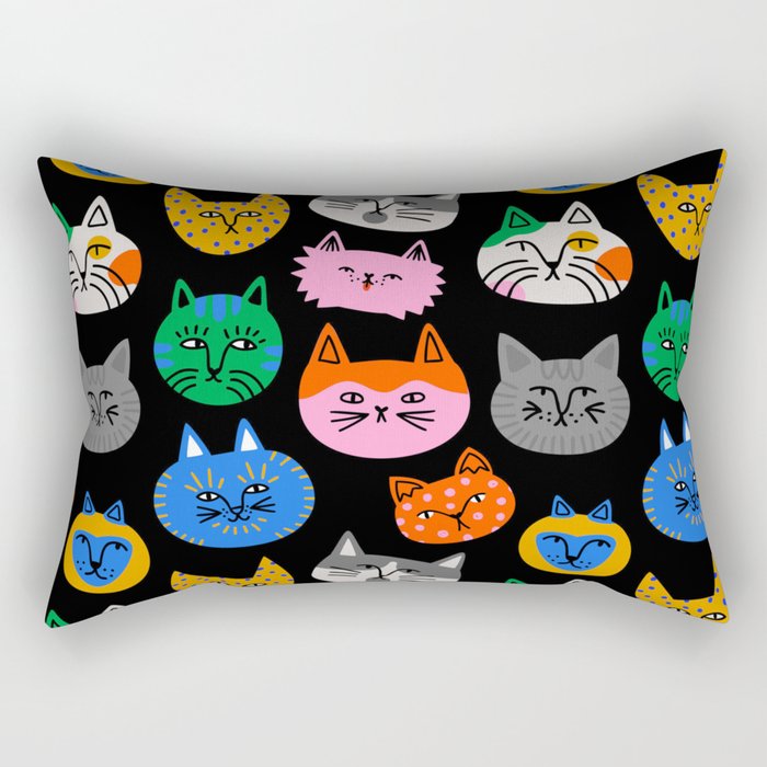 Funny colorful cat cartoon pattern Rectangular Pillow Gallery Image 2