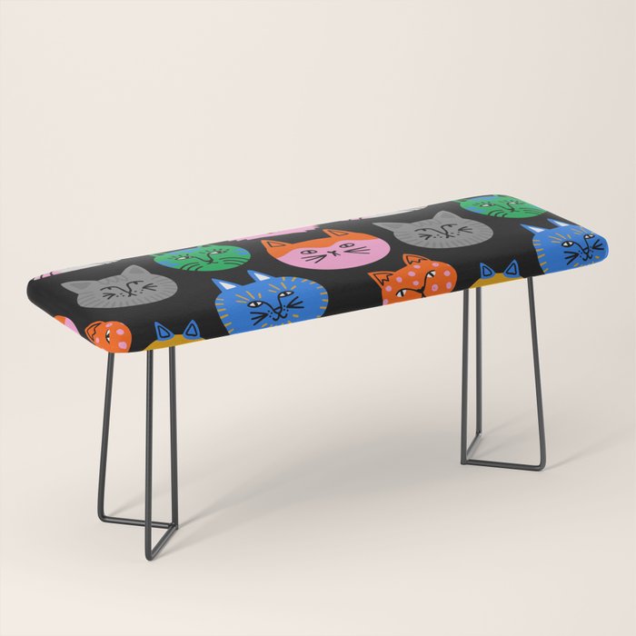 Funny colorful cat cartoon pattern Bench Gallery Image 1